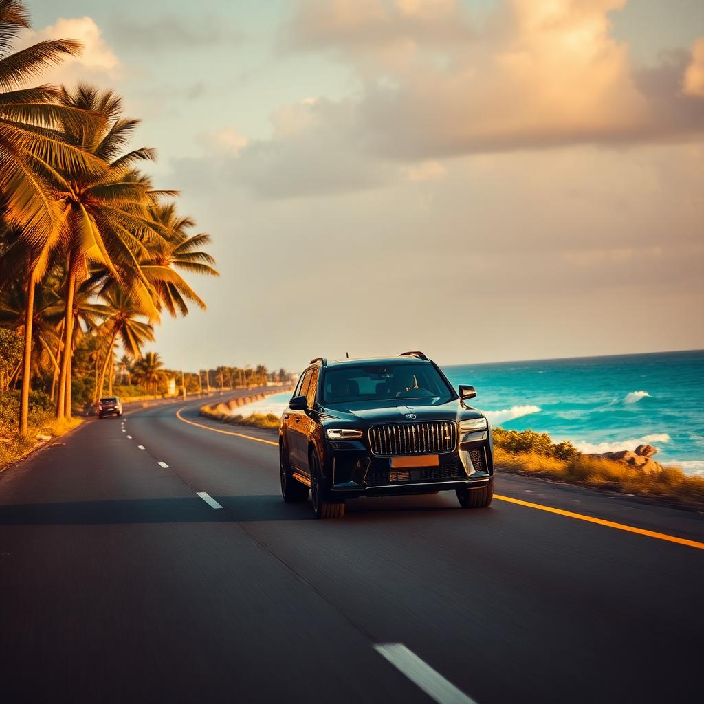 Luxury private transfer on a Sri Lankan coastal road